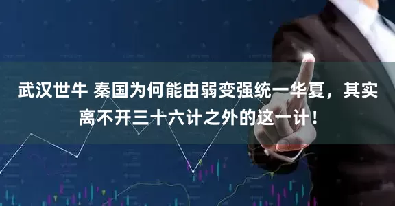 武汉世牛 秦国为何能由弱变强统一华夏，其实离不开三十六计之外的这一计！